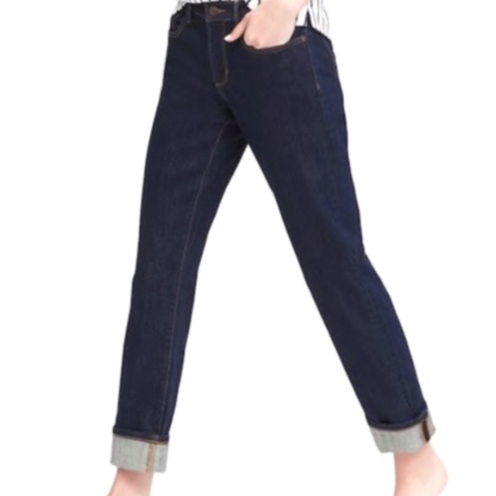 BANANA REPUBLIC Premium Denim Cuffed "Girlfriend" Jean - Size 25 - Like New
